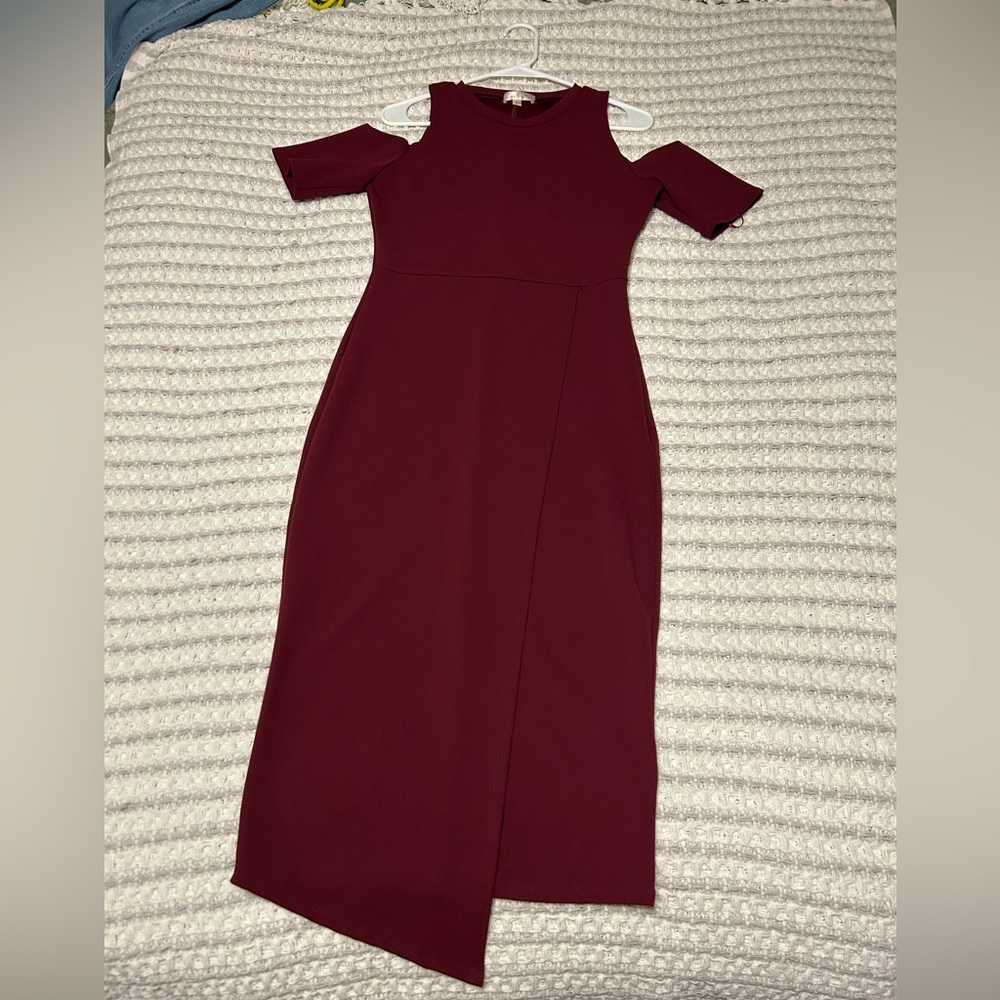 Nine Britton Asymmetrical Burgundy Dress